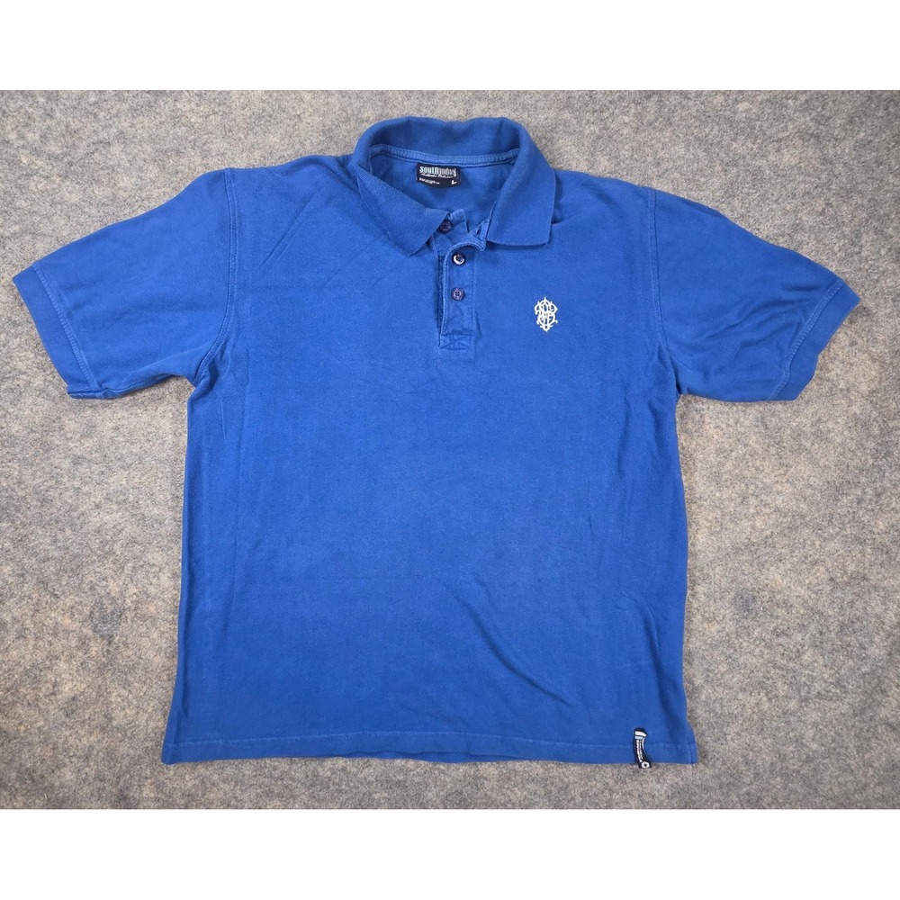 Southpole Mens Blue Short Sleeve Pique Polo Shirt Embroidered Logo Large Y2K